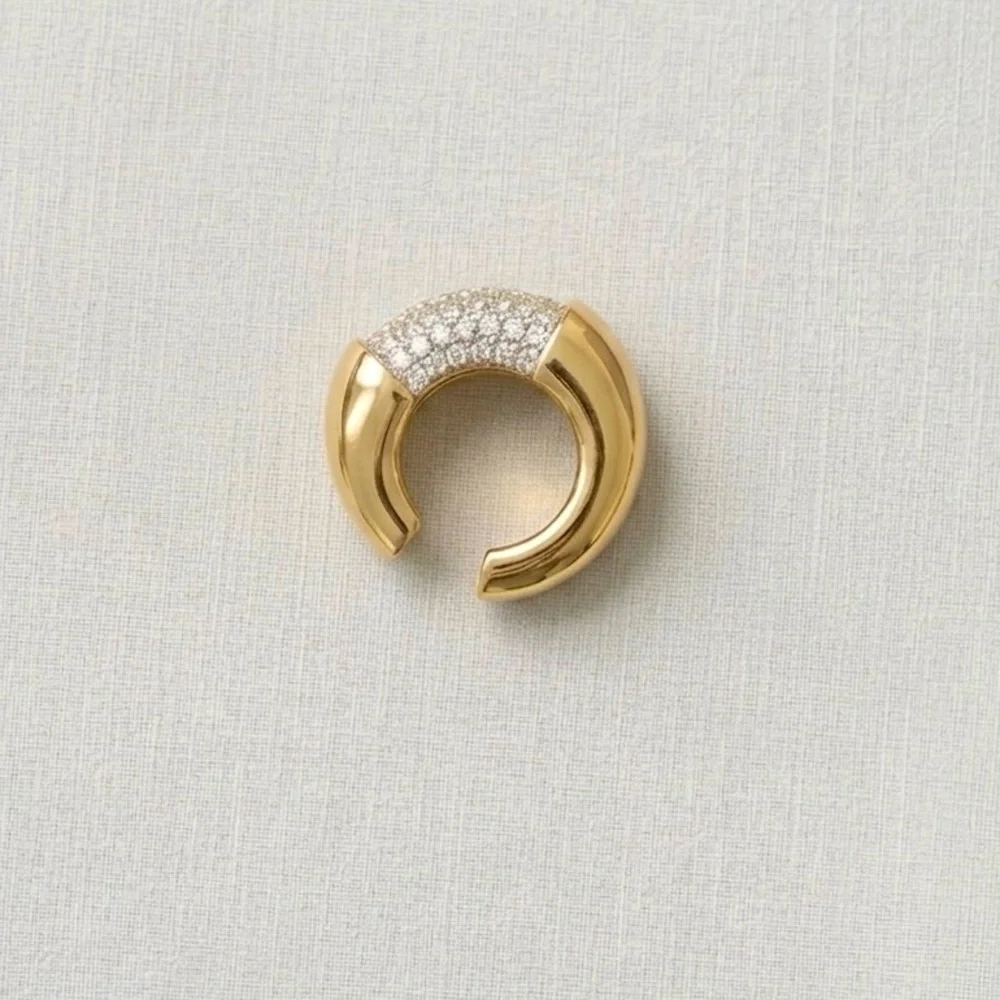 Statement 18K Gold Plated Zircon Pavé Chunky Ear Cuff - Non Piercing